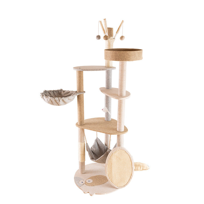 Grand arbre à chat avec étagère intégrée