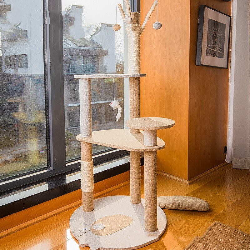 Grand arbre à chat avec étagère intégrée