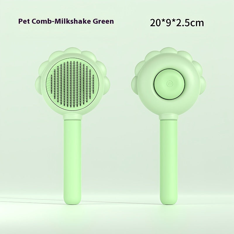 Brosse autonettoyante 2 en 1 pour chien avec vaporisateur