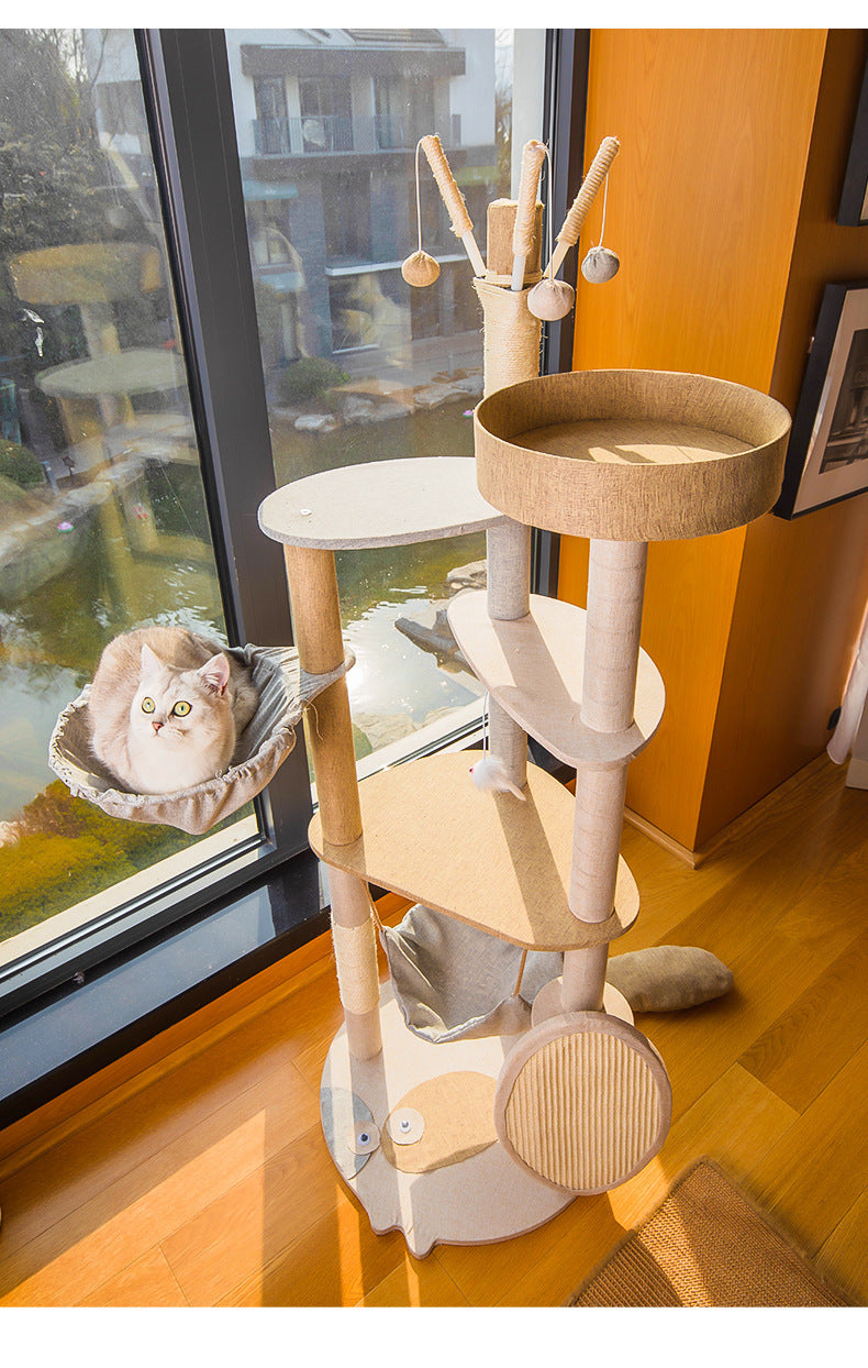 Grand arbre à chat avec étagère intégrée