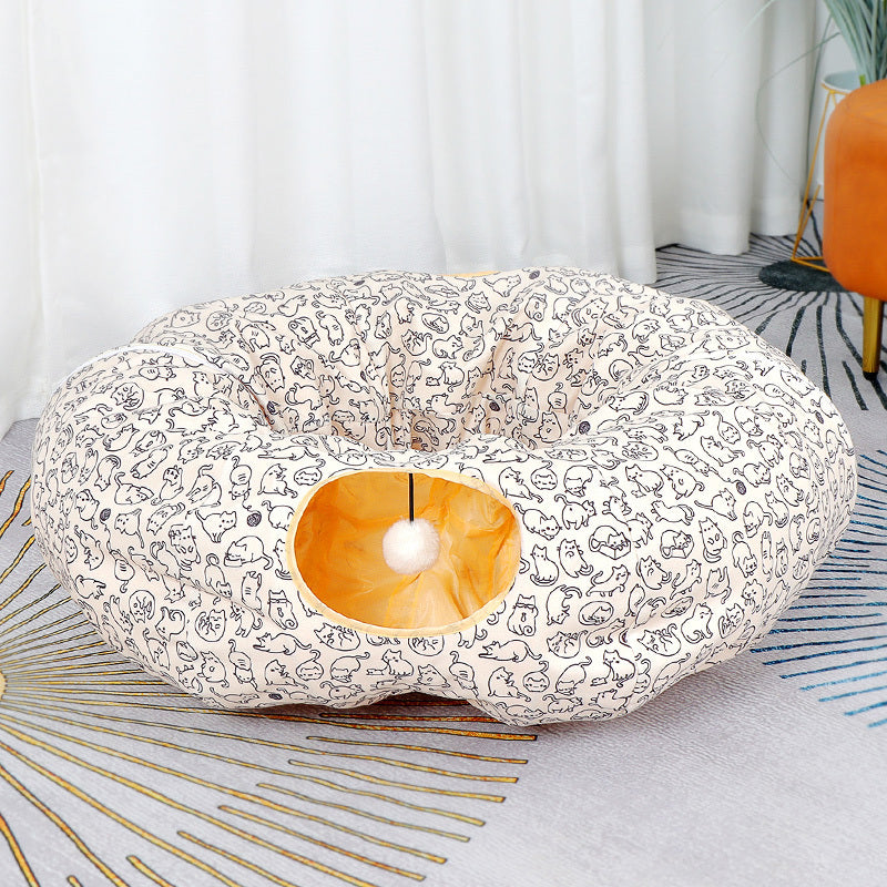 Tunnel pour chat en forme de donut, labyrinthe de jouets universel pour les quatre saisons