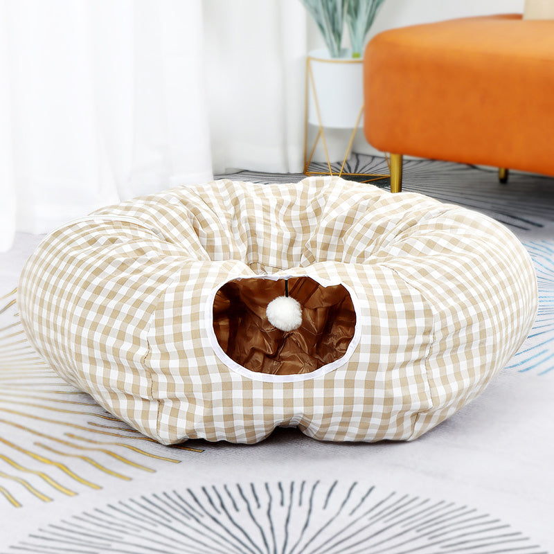 Tunnel pour chat en forme de donut, labyrinthe de jouets universel pour les quatre saisons