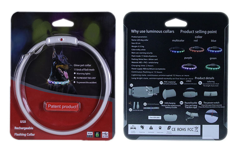 Collier lumineux LED pour chien avec éclairage de course pour chevaux