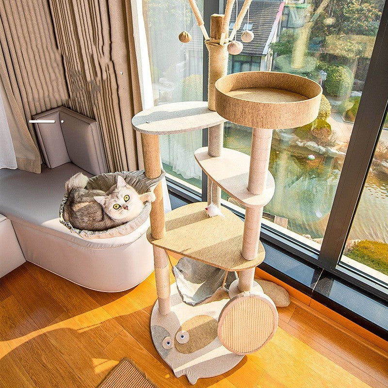 Grand arbre à chat avec étagère intégrée