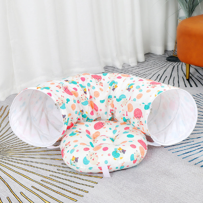 Tunnel pour chat en forme de donut, labyrinthe de jouets universel pour les quatre saisons