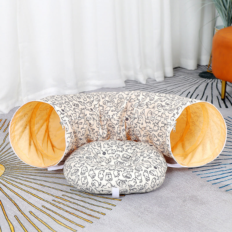Tunnel pour chat en forme de donut, labyrinthe de jouets universel pour les quatre saisons