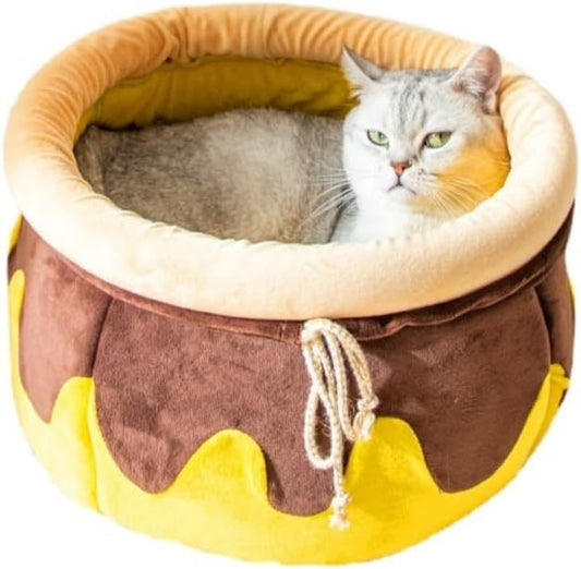 Nid pour chat en forme de pot de miel,  grand espace chaud, adapté aux petits chats et chiens
