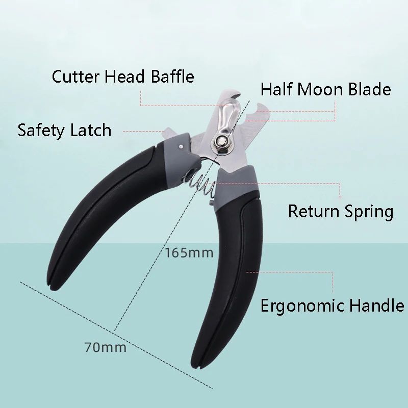 Coupe-ongles en acier inoxydable avec lame demi-lune pour chat et chien