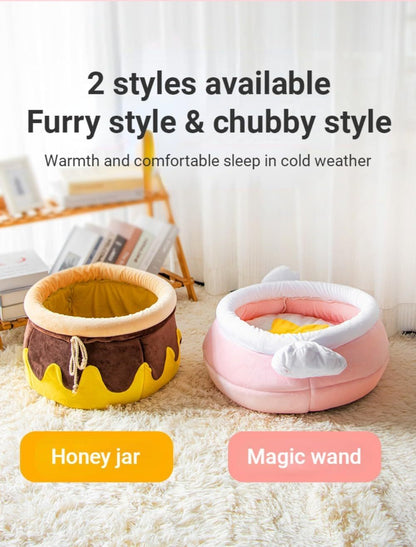 Nid pour chat en forme de pot de miel,  grand espace chaud, adapté aux petits chats et chiens