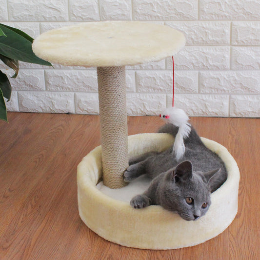 Arbre à chat, petit jouet en sisal, plateforme de saut, maison pour chat quatre saisons