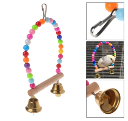 New Natural Wooden Parrots Swing Toy Birds Perch Hanging Swi