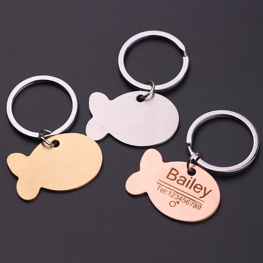 Porte-clés personnalisé pour chat et chien, étiquette d'identification gravée pour collier de chien, pendentif, accessoires pour animaux de compagnie