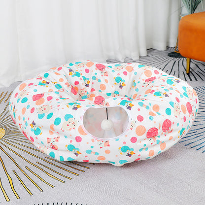 Tunnel pour chat en forme de donut, labyrinthe de jouets universel pour les quatre saisons