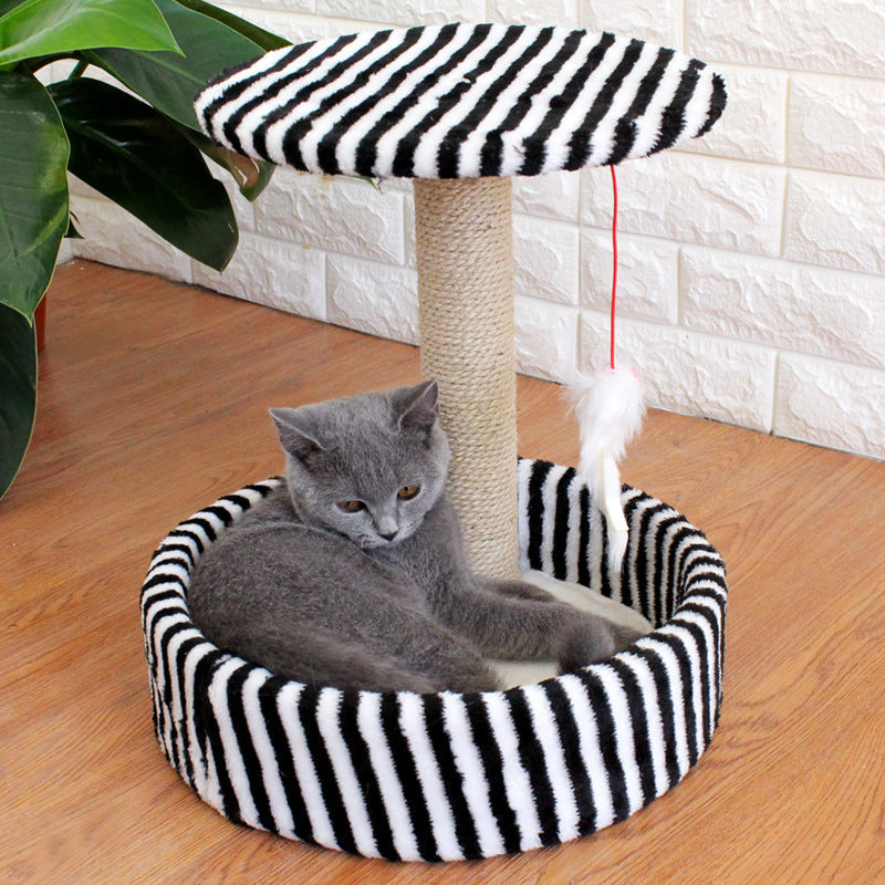 Arbre à chat compact avec sisal et jouet suspendu