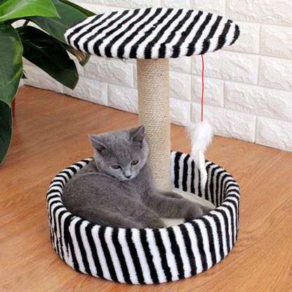 Arbre à chat compact avec sisal et jouet suspendu