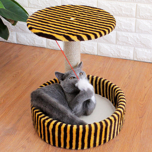 Arbre à chat compact avec sisal et jouet suspendu