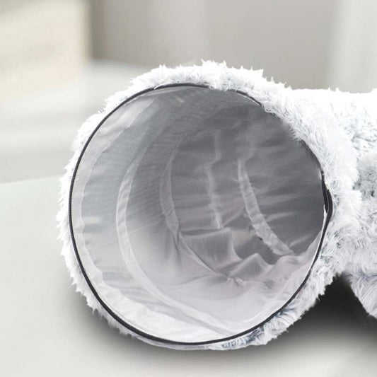 Lit pour chat en peluche chaud avec tunnel pour chats d'intérieur, pliable, en forme de donut, grotte de jeu et de couchage, nid antidérapant pour chaton, fournitures pour animaux de compagnie