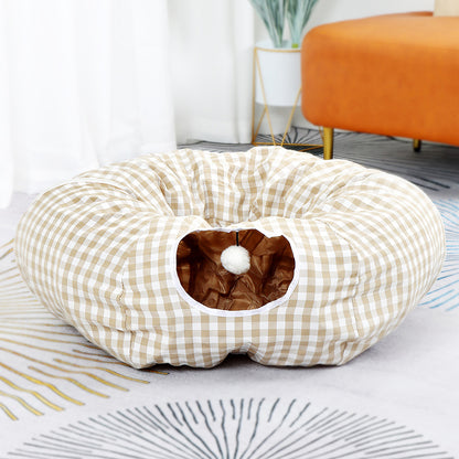 Tunnel pour chat en forme de donut, labyrinthe de jouets universel pour les quatre saisons