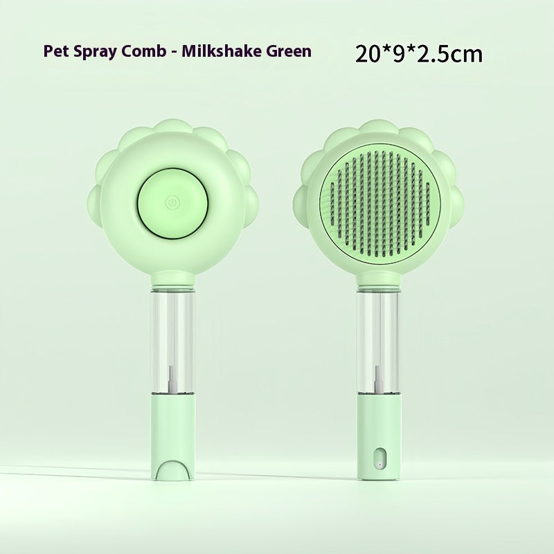 Brosse autonettoyante 2 en 1 pour chien avec vaporisateur