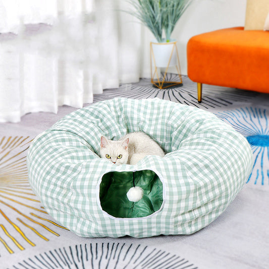 Tunnel pour chat en forme de donut, labyrinthe de jouets universel pour les quatre saisons